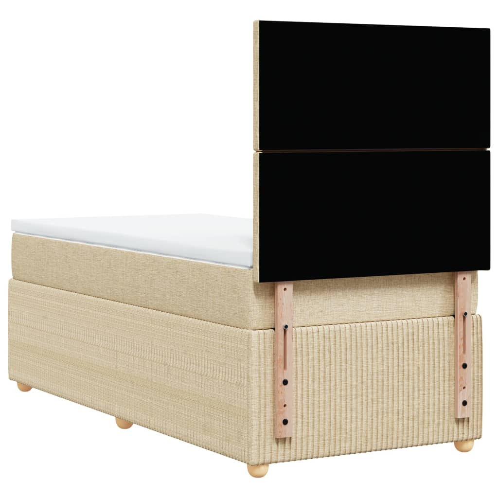 vidaXL Box spring postel s matrací krémová 90x190 cm textil