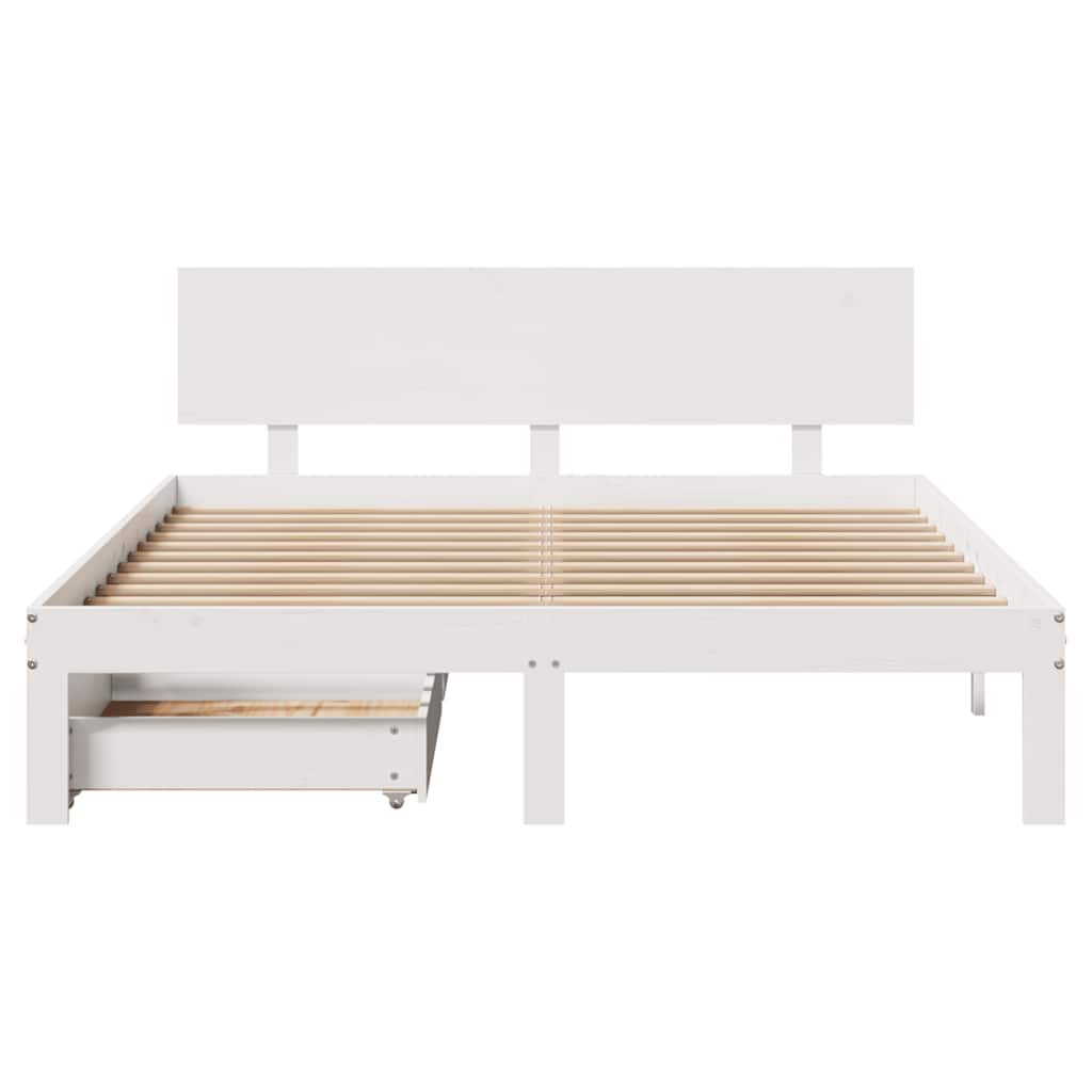 vidaXL Rám postele se zásuvkami bílý 160 x 200 cm masivní borovice