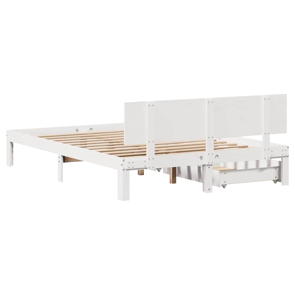 vidaXL Rám postele se zásuvkami bílý 160 x 200 cm masivní borovice