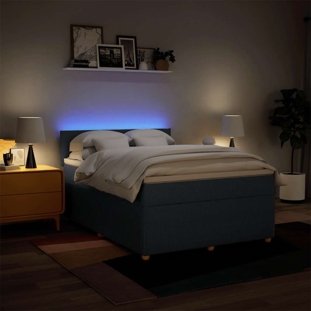 vidaXL Box spring postel s matrací modrá 140x190 cm textil
