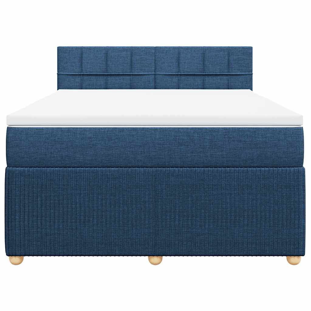 vidaXL Box spring postel s matrací modrá 140x190 cm textil