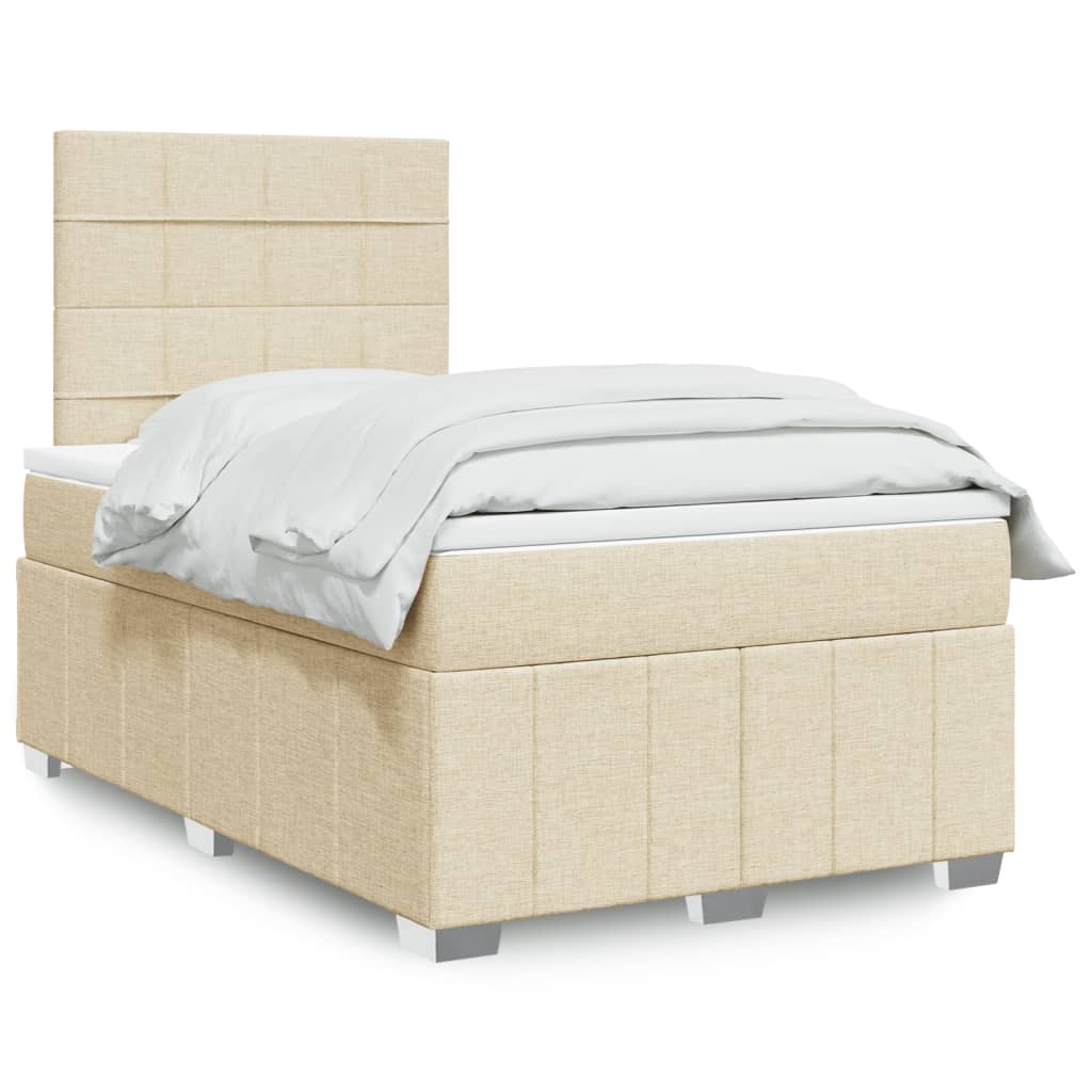 vidaXL Box spring postel s matrací krémová 120x200 cm textil