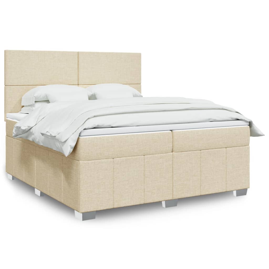 vidaXL Box spring postel s matrací krémová 200x200 cm textil