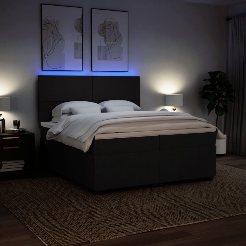 vidaXL Box spring postel s matrací černá 200x200 cm textil