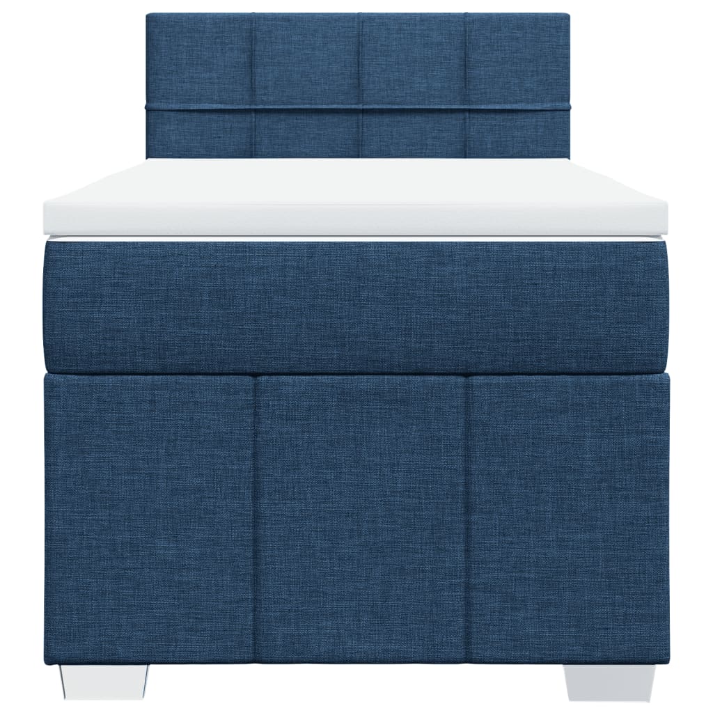 vidaXL Box spring postel s matrací modrá 90x190 cm textil