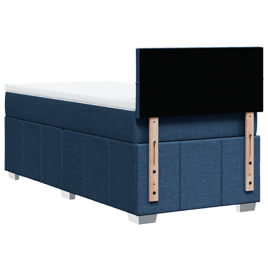 vidaXL Box spring postel s matrací modrá 90x190 cm textil