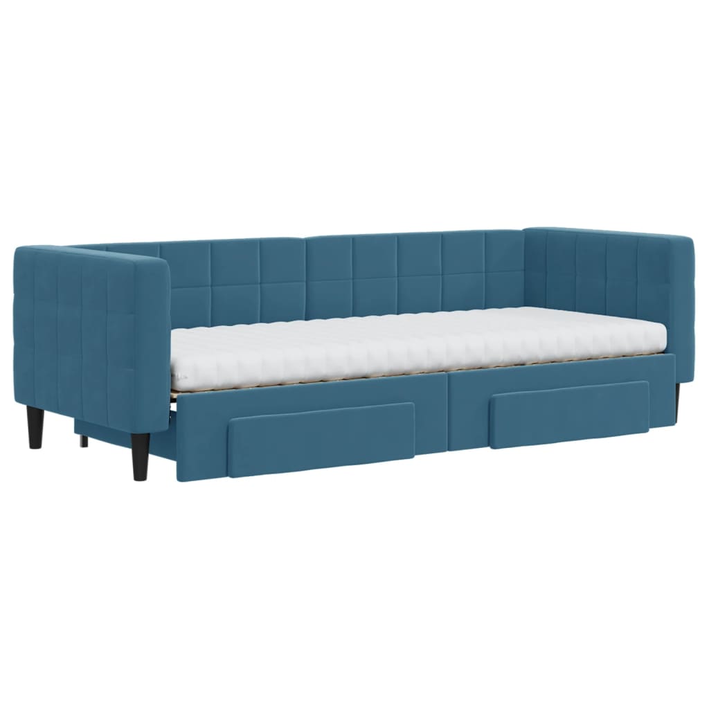 vidaXL Válenda s přistýlkou a zásuvkami modrá 80 x 200 cm samet
