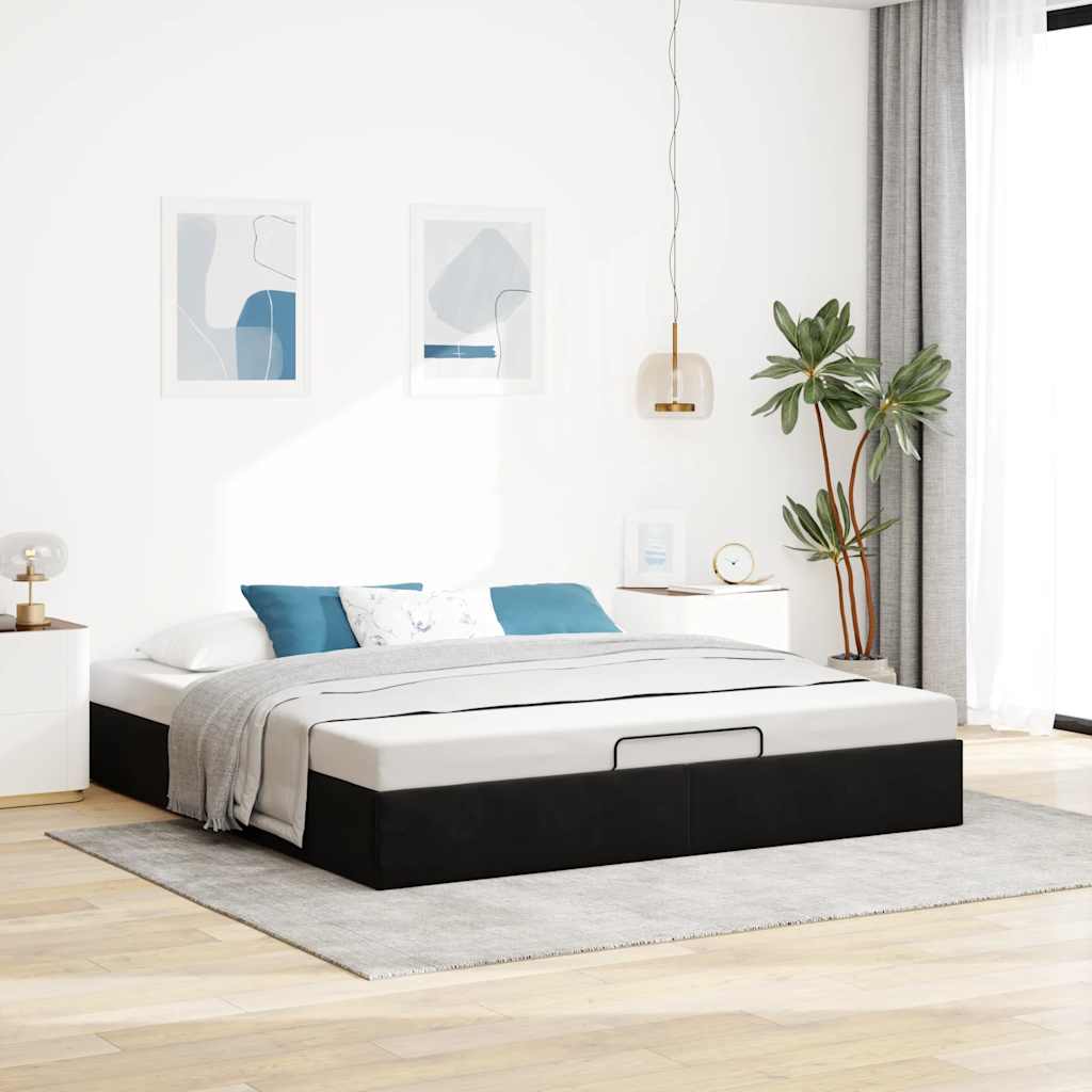 vidaXL Osmanský rám postele bez matrací černá 180x200 cm samet
