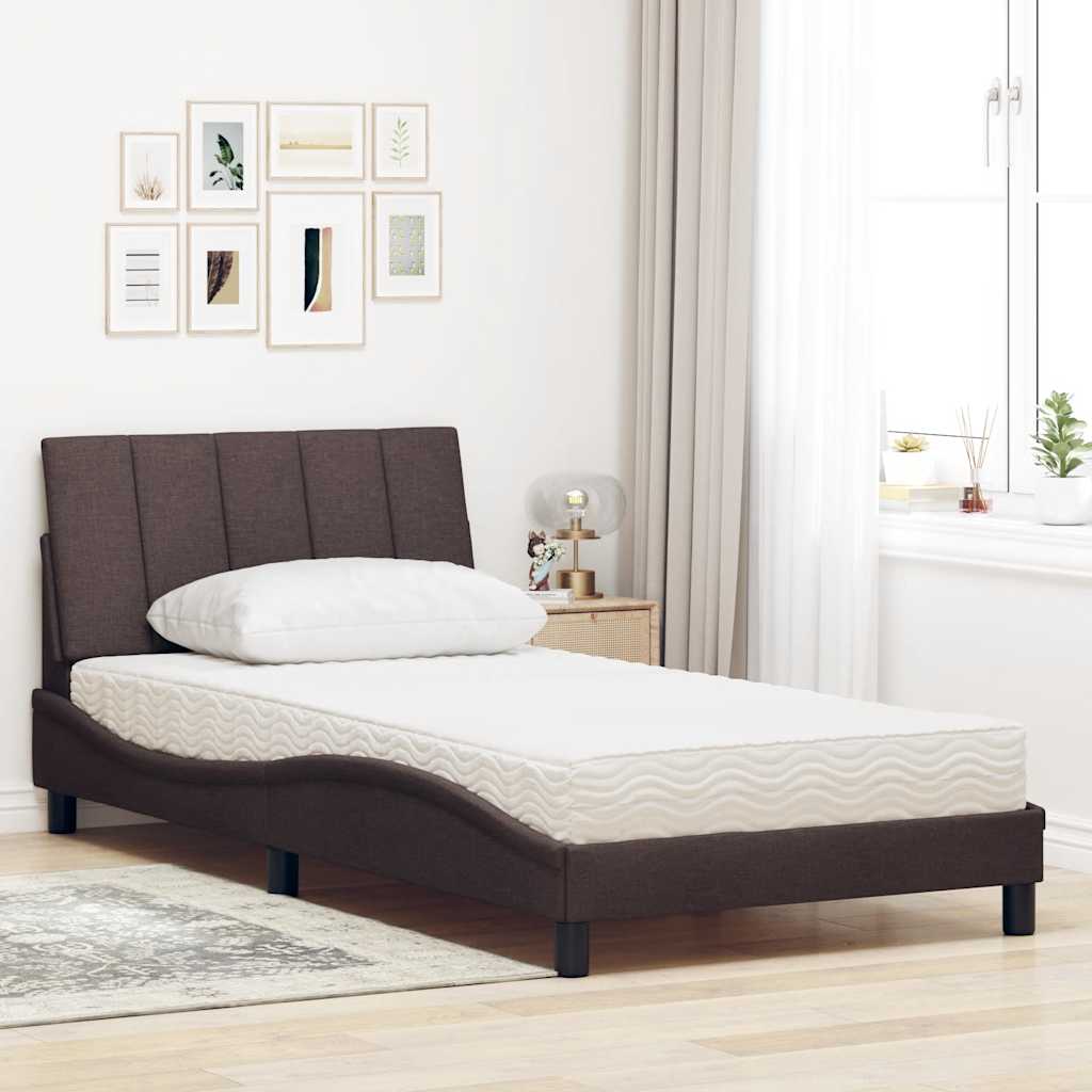 vidaXL Postel s matrací tmavě hnědá 100 x 200 cm textil
