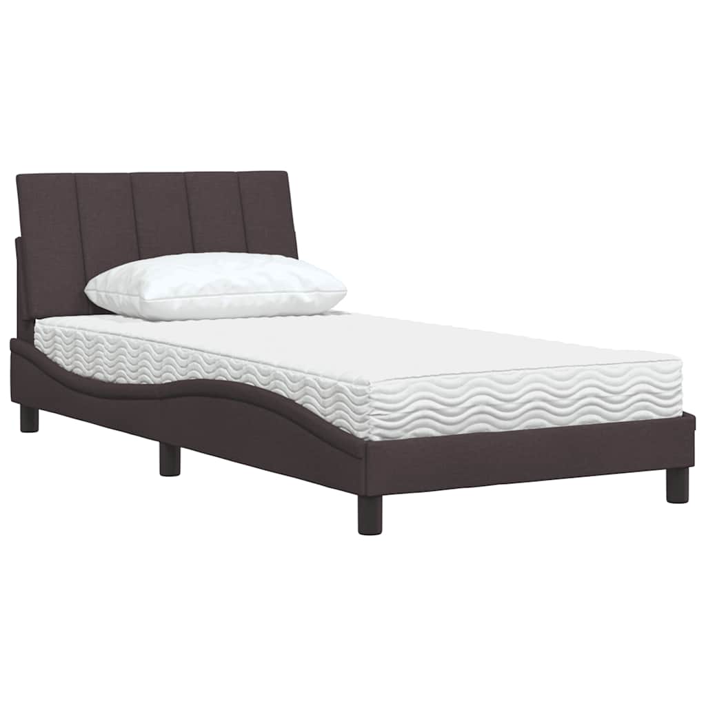 vidaXL Postel s matrací tmavě hnědá 100 x 200 cm textil