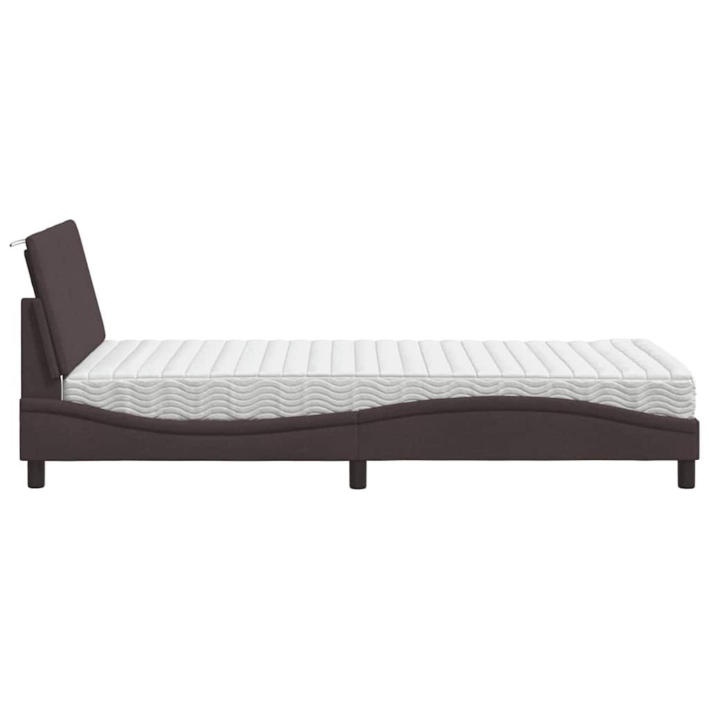 vidaXL Postel s matrací tmavě hnědá 100 x 200 cm textil