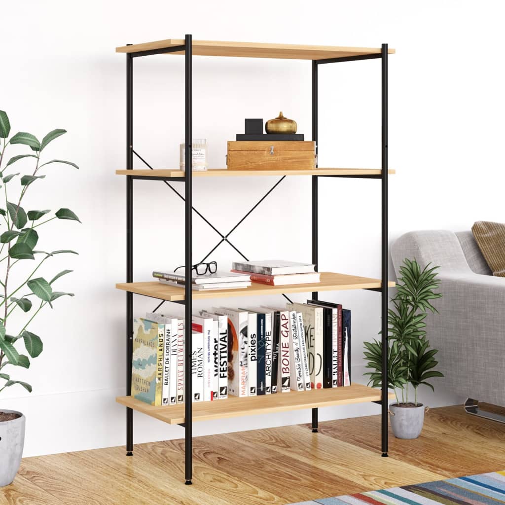 Levně vidaXL Policový regál se 4 policemi černý a dub 80 x 40 x 130 cm