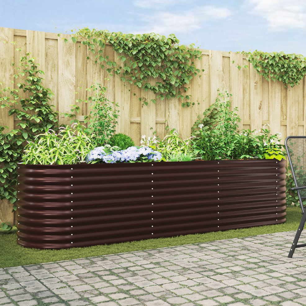 Levně vidaXL Vyvýšený záhon Hnědá 320 x 80 x 81 cm Ocel