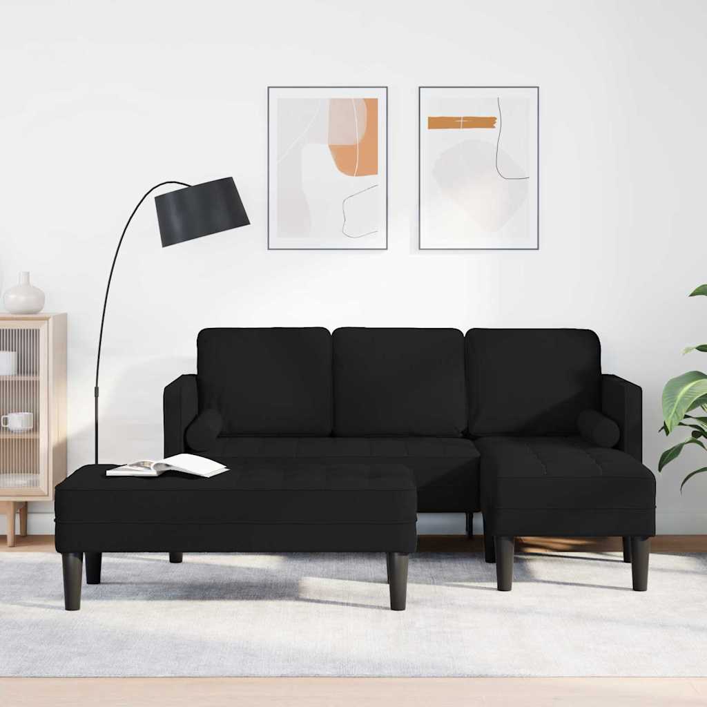 Levně vidaXL Set pohovek s polštářem 2 pcs Černá Polyester