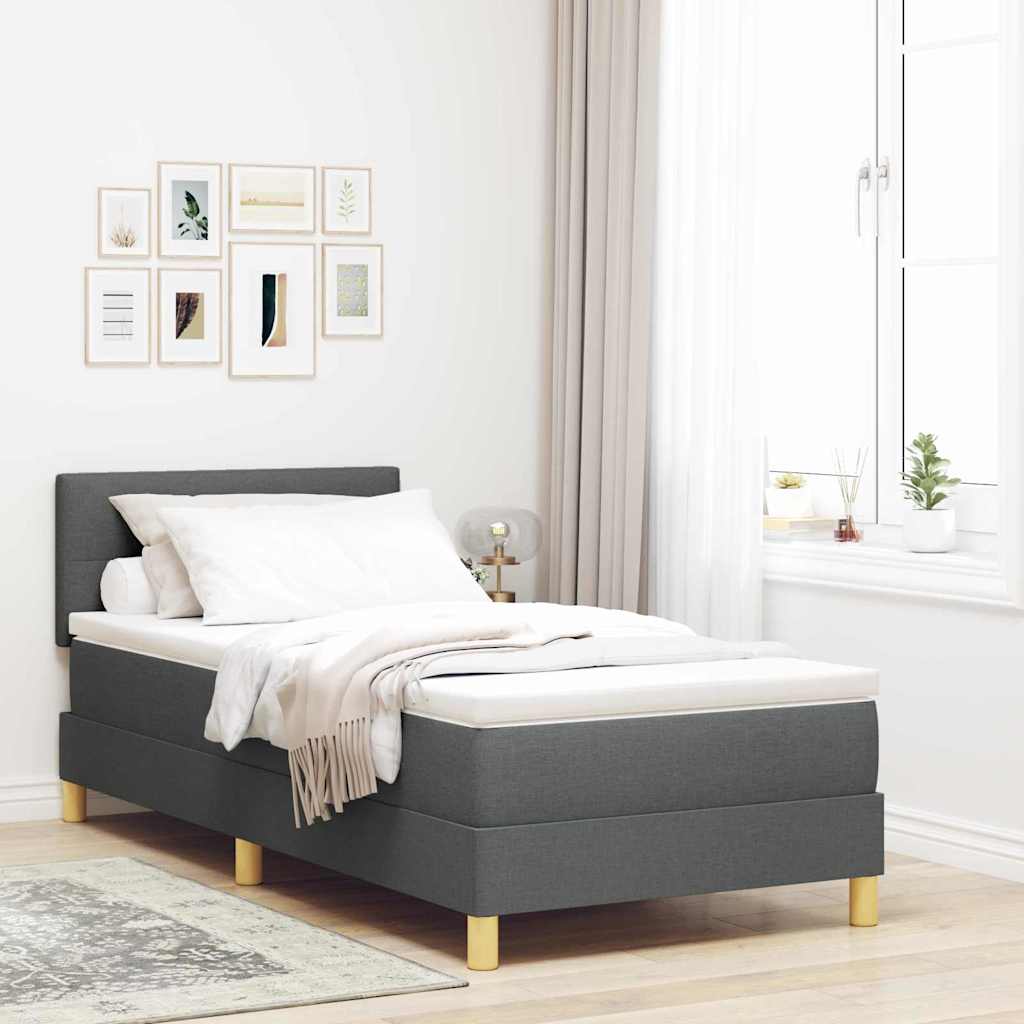 vidaXL Postel s boxspringem s polštářem Tmavě šedá 90 x 200 cm textil