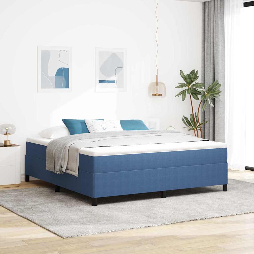 vidaXL Postel s boxspringem Modrá 180 x 200 cm Žebrovaná látka