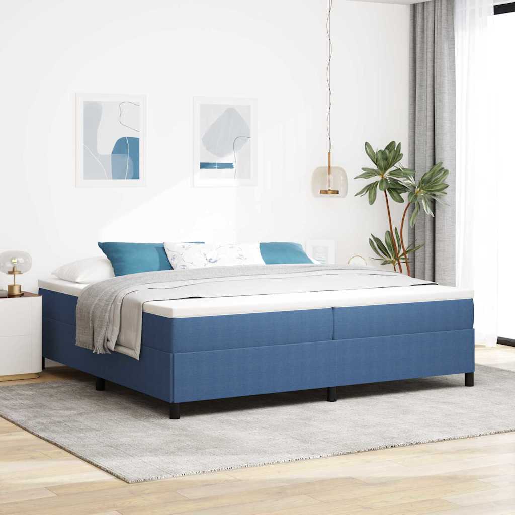 vidaXL Postel s boxspringem Modrá 200 x 200 cm Žebrovaná látka