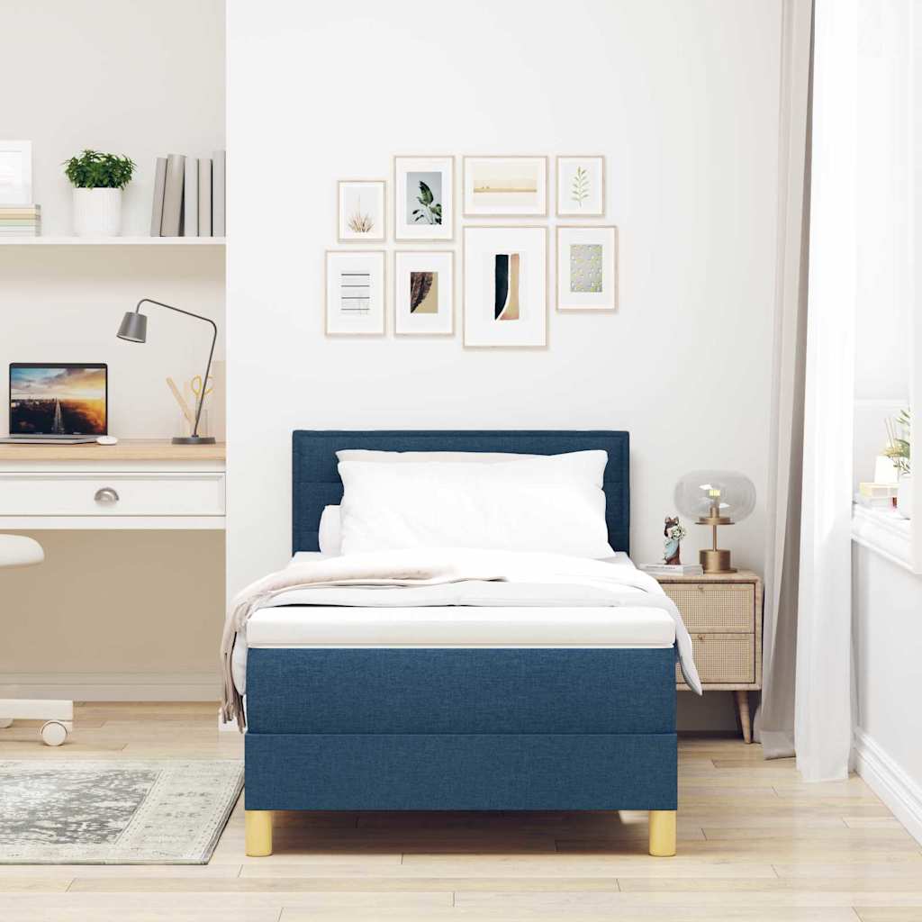 vidaXL Postel boxspring s matrací s matrací Modrá 90 x 200 cm textil