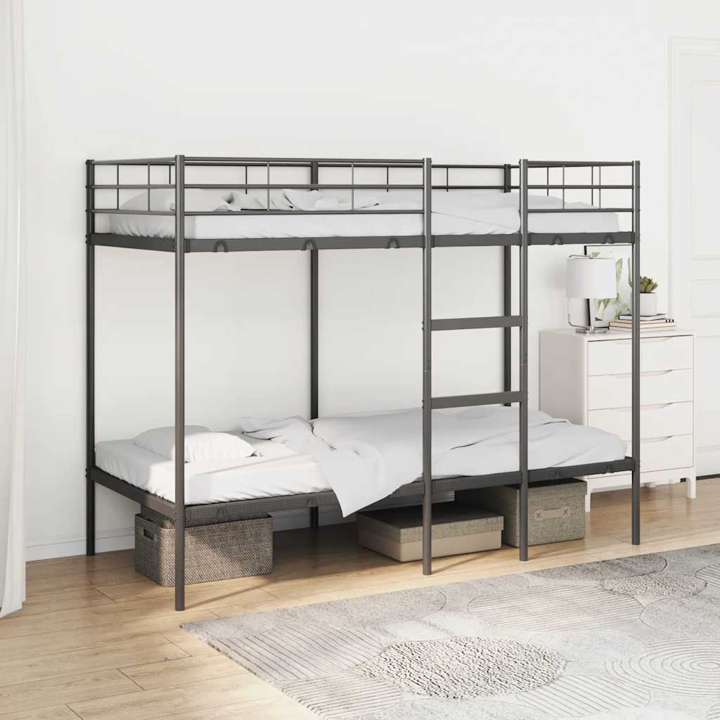Levně vidaXL Patrová postel bez matrace černá 90x190 cm ocel