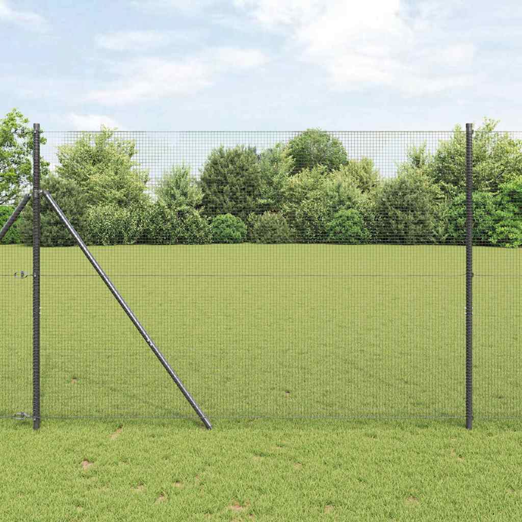 Levně vidaXL Plotový sloupek. Šedá 50 x 1,5 m (16 x 16 mm síť) Ocel a PVC