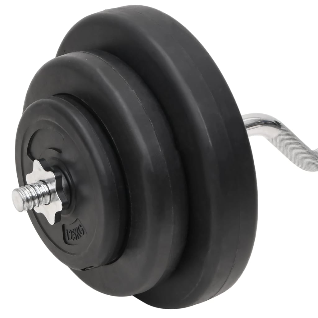 vidaXL Sada lomené obouruční a jednoručních činek se závažím 60 kg
