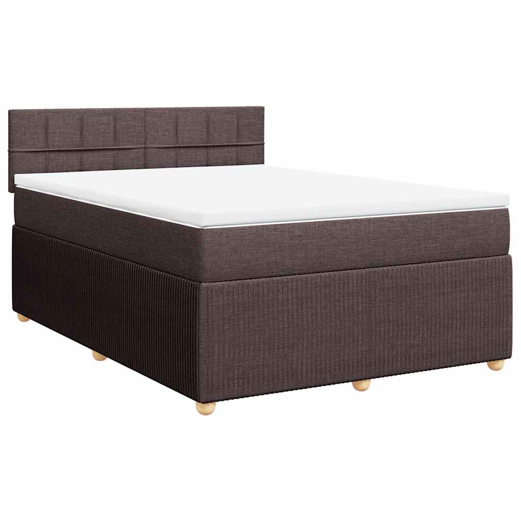 vidaXL Box spring postel s matrací tmavě hnědá 140x190 cm textil