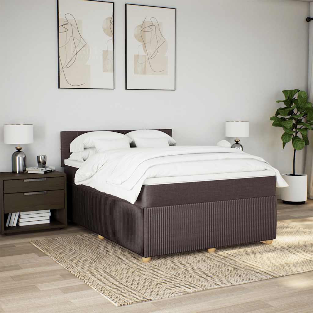 vidaXL Box spring postel s matrací tmavě hnědá 140x190 cm textil