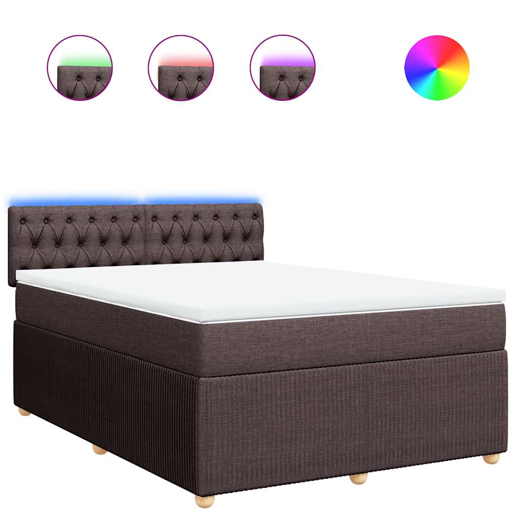 vidaXL Box spring postel s matrací tmavě hnědá 140x190 cm textil