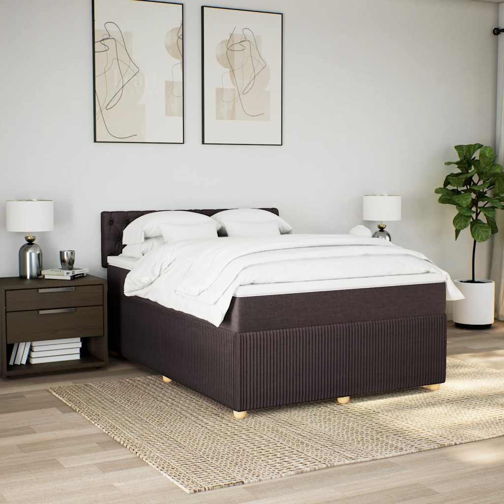 vidaXL Box spring postel s matrací tmavě hnědá 140x190 cm textil