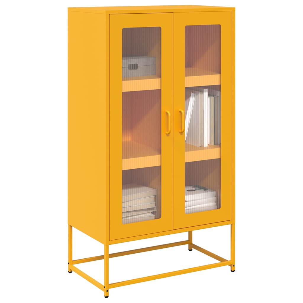 Levně vidaXL Skříň highboard hořčicově žlutá 68x39x123 cm ocel