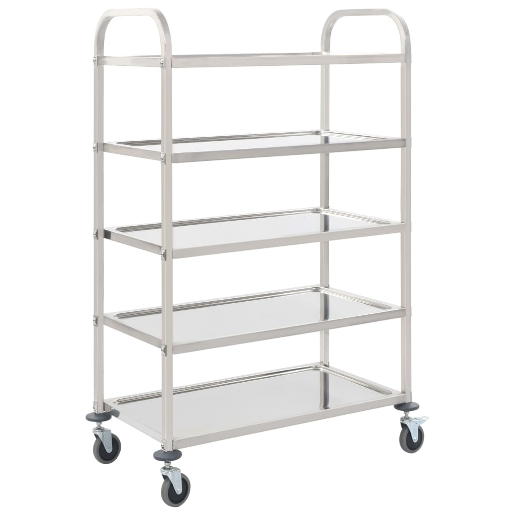 Levně vidaXL 5patrový kuchyňský vozík 107 x 55 x 147 cm nerezová ocel