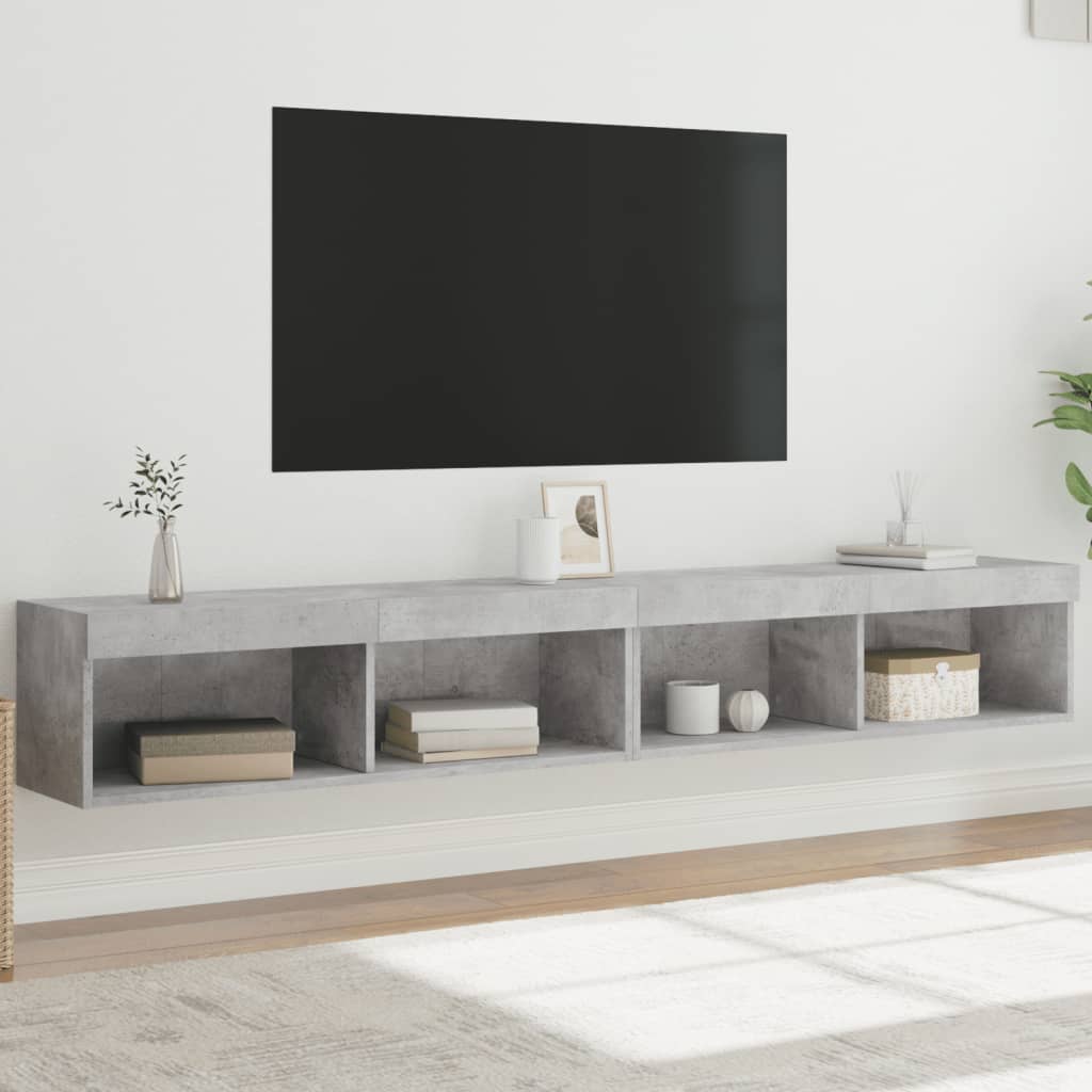Levně vidaXL TV skříňky s LED osvětlením 2 ks betonově šedé 100 x 30 x 30 cm