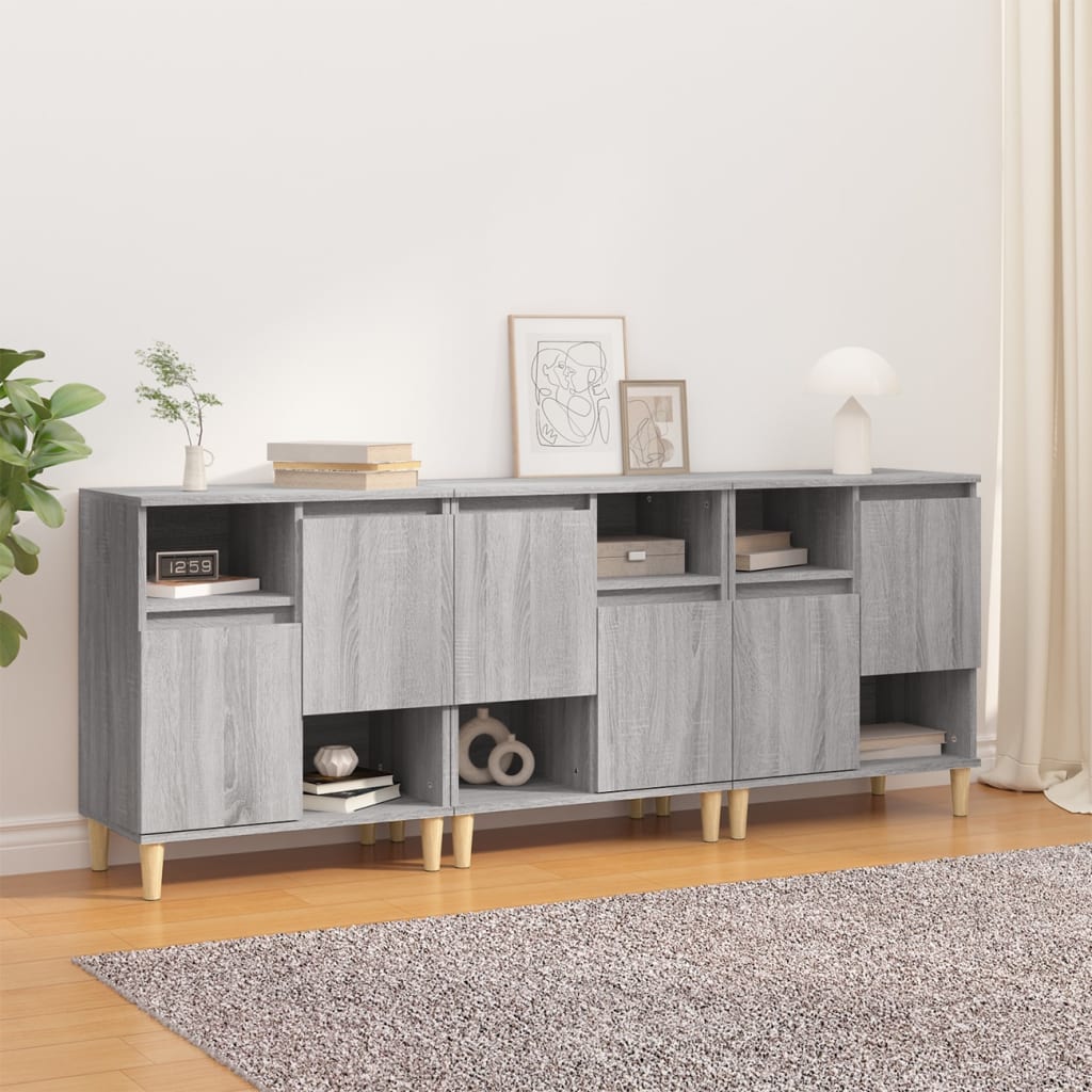 Levně vidaXL Příborníky 3 ks šedé sonoma 60 x 35 x 70 cm kompozitní dřevo