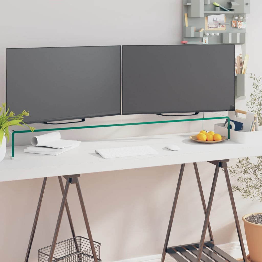 vidaXL TV stolek / podstavec na monitor čiré sklo 110x30x13 cm