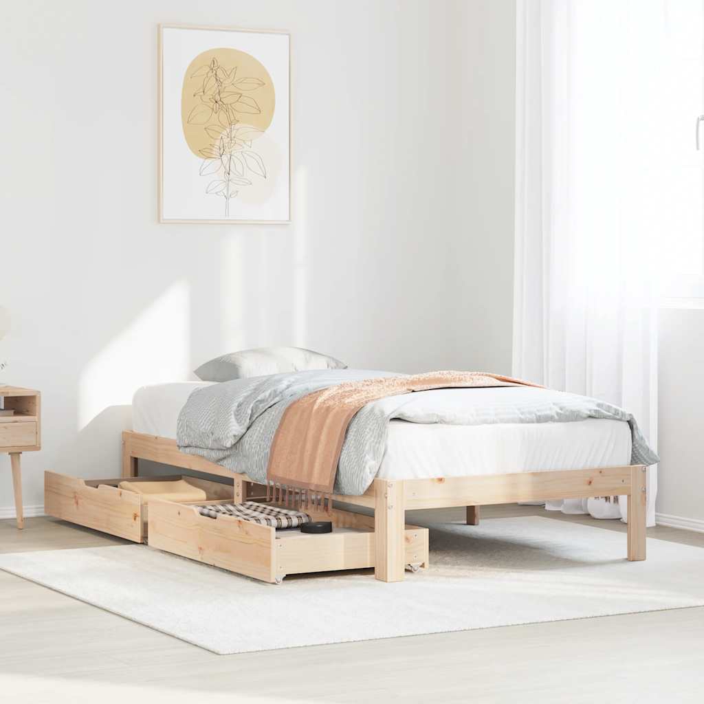 Levně vidaXL Rám postele se zásuvkami 90 x 200 cm masivní borové dřevo