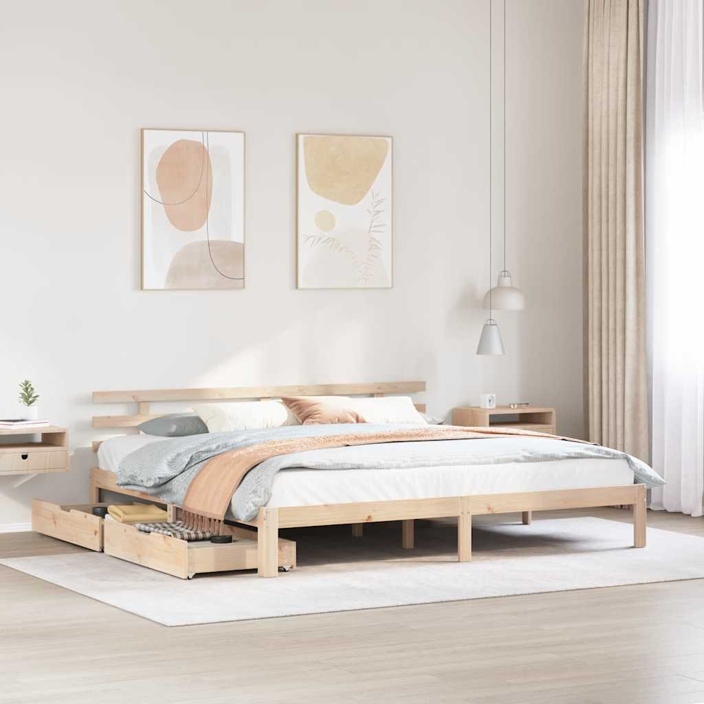 Levně vidaXL Rám postele se zásuvkami 180 x 200 cm masivní borovice