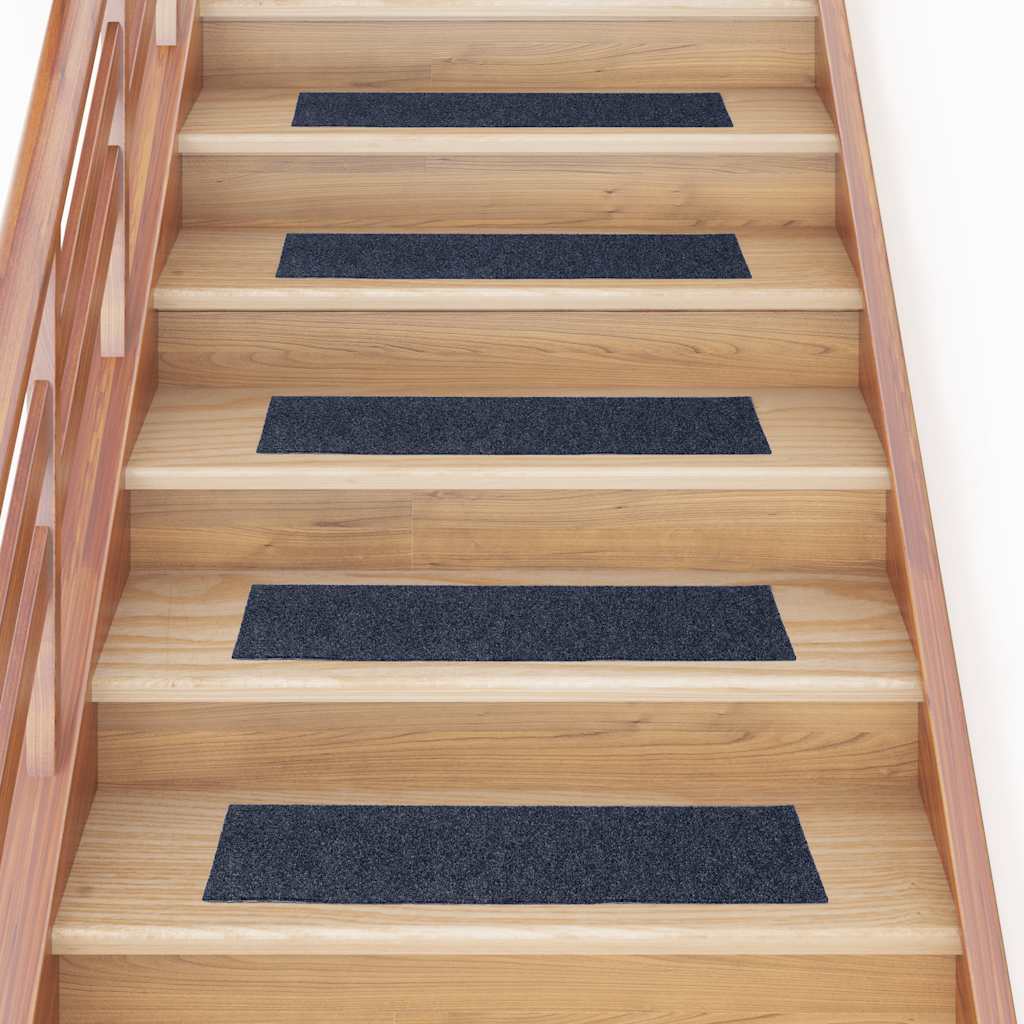 Levně vidaXL Schodové rohože samolepicí 30 ks 76 x 20 cm šedomodré obdélníkové