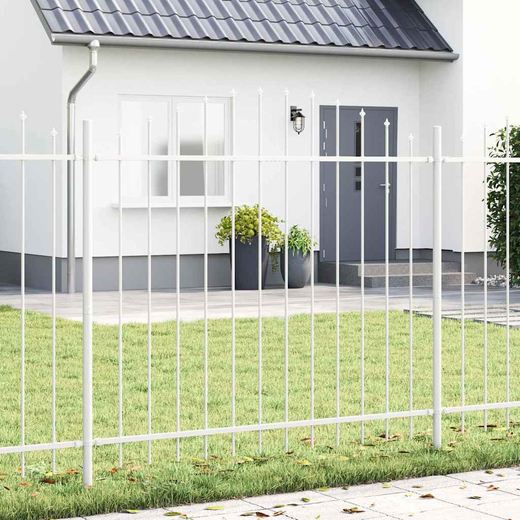 Levně vidaXL Zahradní plot 3 pcs Bílá 170 x 165 cm Práškově lakovaná ocel