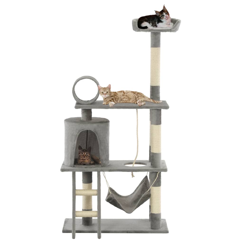 vidaXL Škrabadlo pro kočky se sisalovými sloupky 140 cm šedé