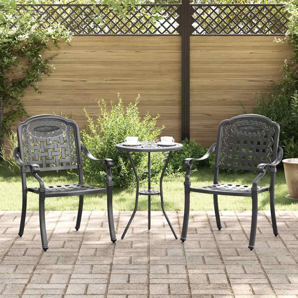 vidaXL Zahradní křeslo 2 pcs Černá 55 x 56,5 x 91 cm Hliník