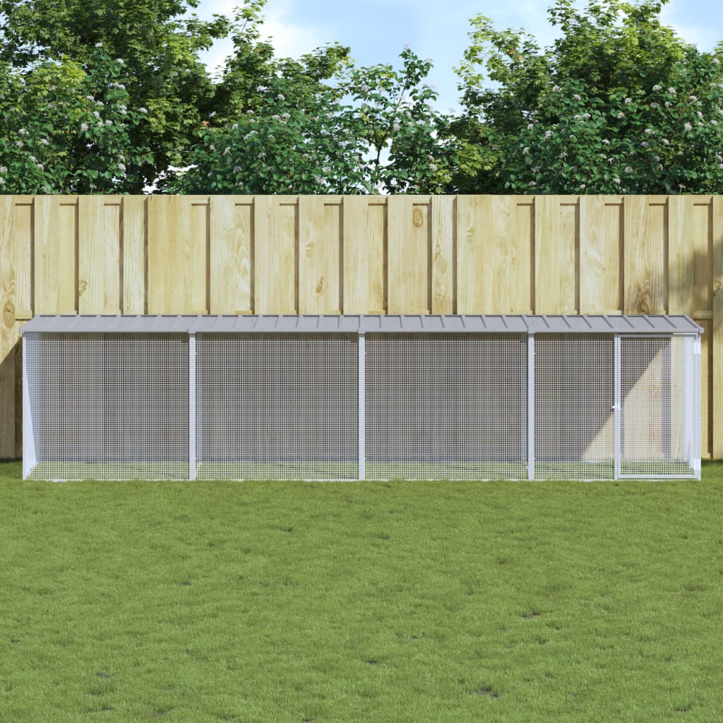 Levně vidaXL Klec pro kuřata se střechou světle šedá 403 x 98 x 90 cm ocel