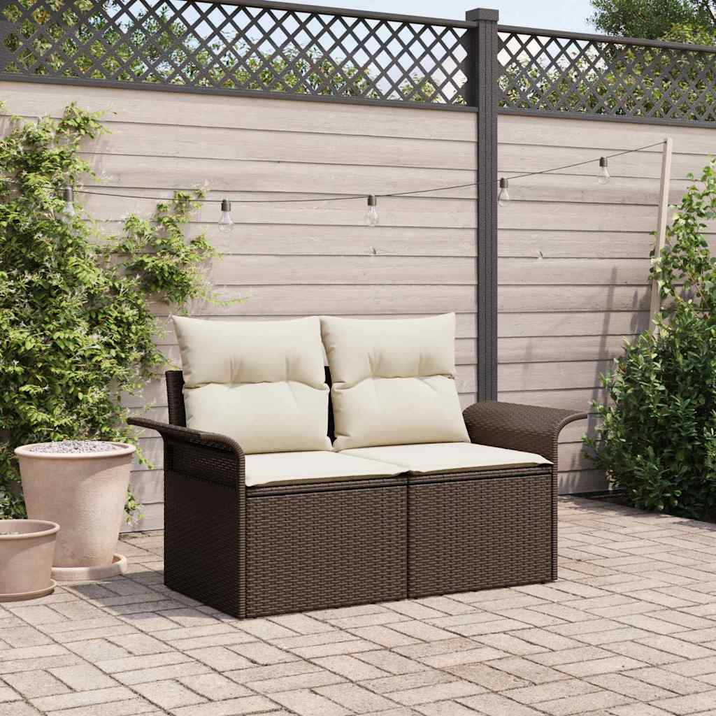vidaXL Zahradní sofa s polštářem Hnědá 141 x 62 x 69 cm polyratan