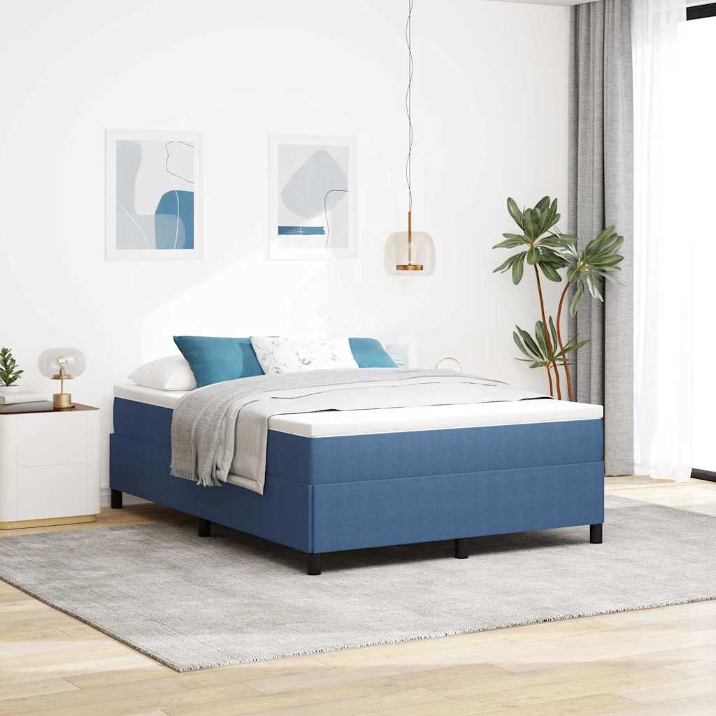 vidaXL Postel s boxspringem Modrá 160 x 200 cm Žebrovaná látka