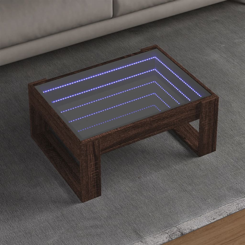 Levně vidaXL Konferenční stolek s Infinity LED hnědý dub 70 x 53 x 30 cm