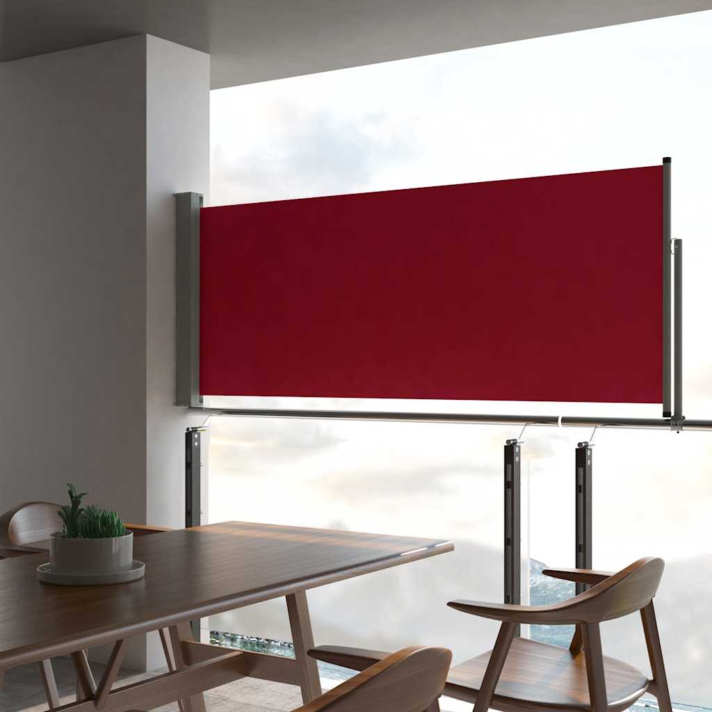 Levně vidaXL Zatahovací boční markýza / zástěna na terasu 100x300 cm červená