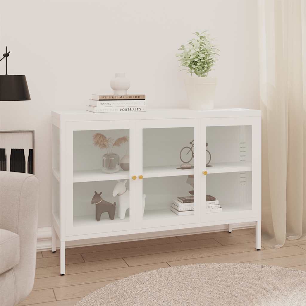 Levně vidaXL Příborník bílý 105 x 35 x 70 cm ocel a sklo