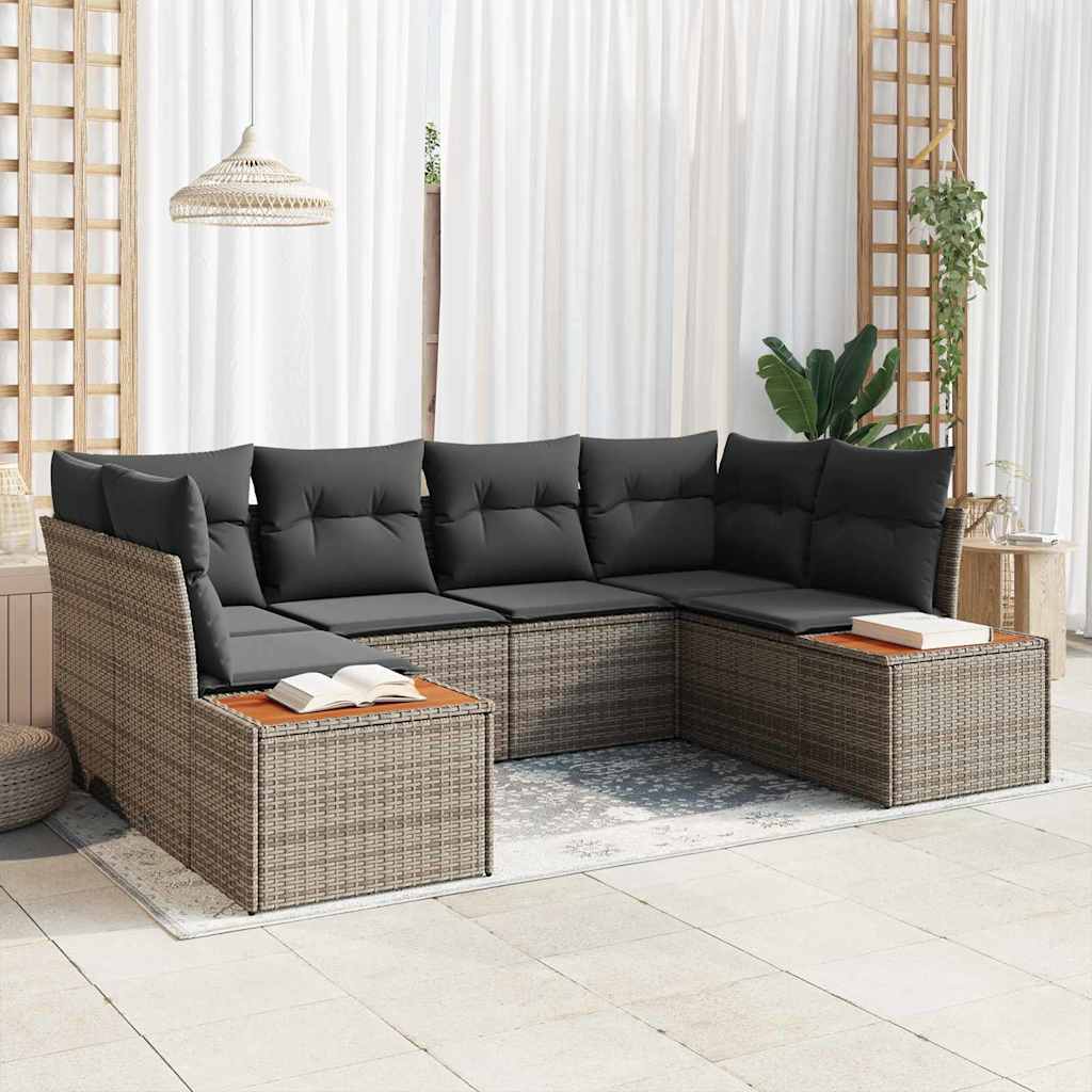 Levně vidaXL Sada zahradních pohovek s polštářem 6 pcs Šedá polyratan