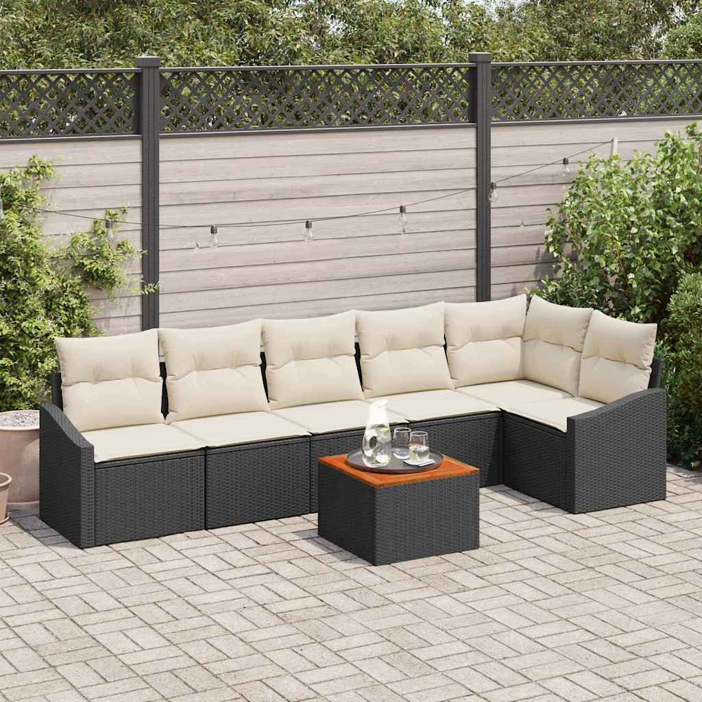 Levně vidaXL Sada zahradních pohovek 7 pcs Černá a krémová polyratan