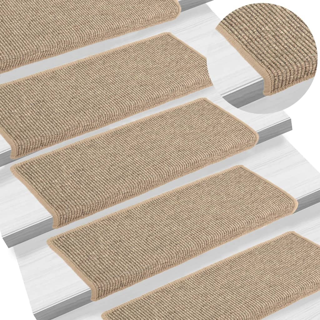 Levně vidaXL Schodové rohože 15 ks 65 x 21 x 4 cm tmavě béžové s obdélníkovým okrajem
