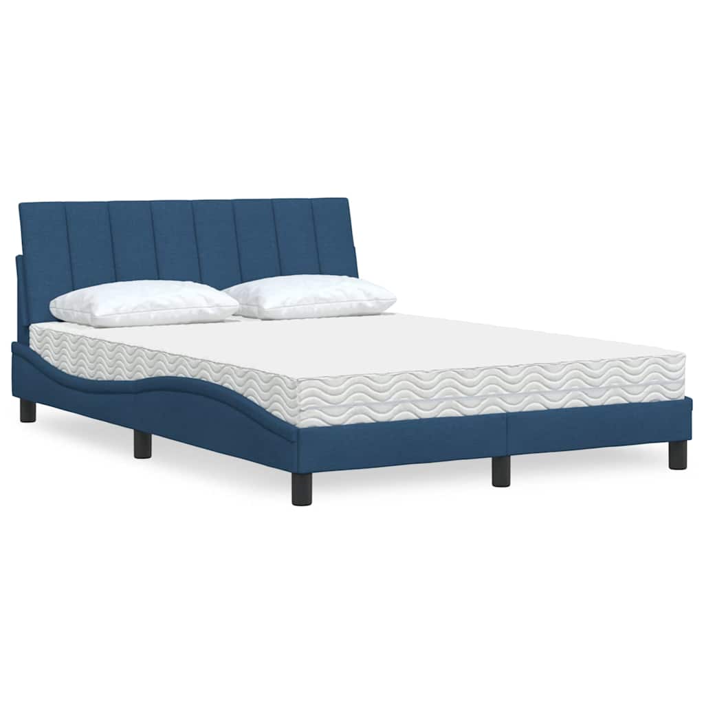 Levně vidaXL Postel s matrací Hanko modrá 140 x 190 cm textil